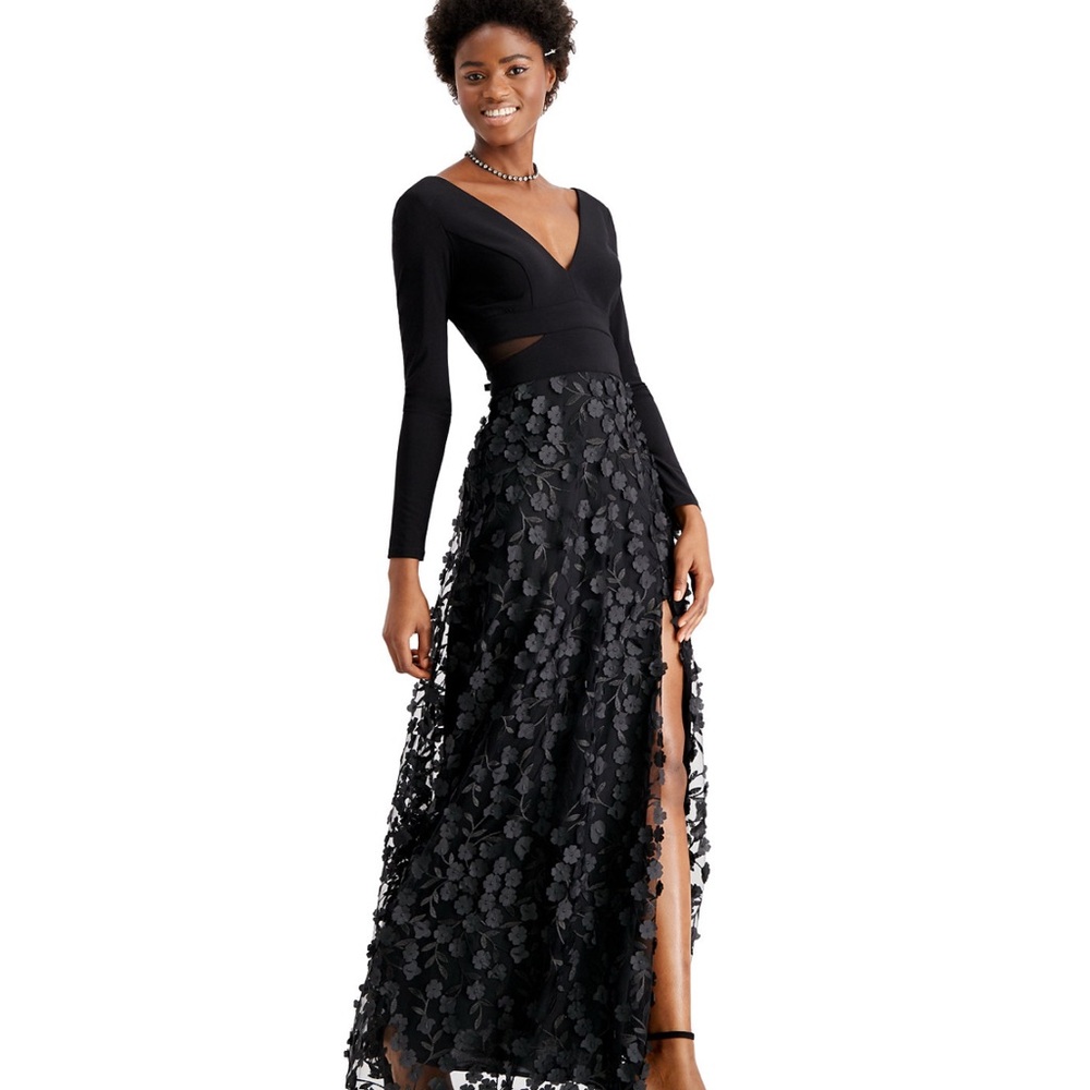 XSCAPE Mesh Cut Flower Gown